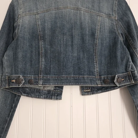 INC Women’s Crop Denim Jacket with Embellished Collar. Size L - Picture 5 of 9